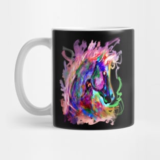 Colorful Rainbow Tribal Festival Horse Head Print Shirt Mug